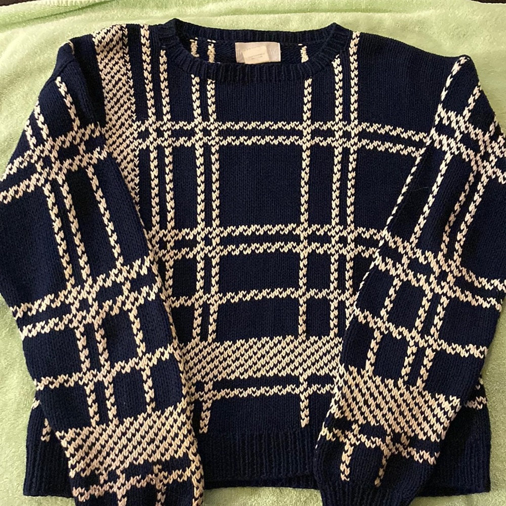 Vintage sweater, hand and machined crocheted in wonderful black & white